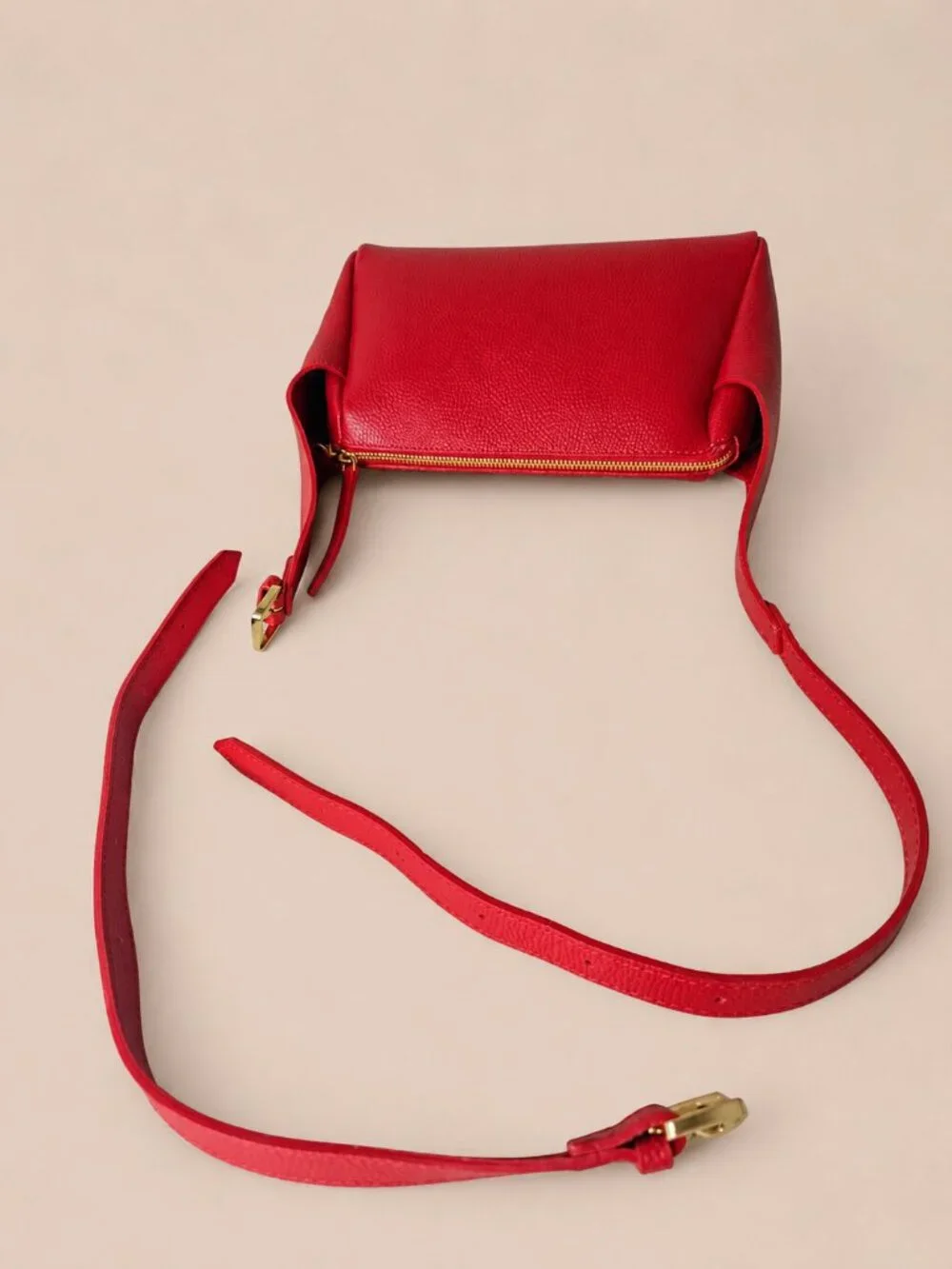 Italian Leather Red Shoulder Bag, Leather Crossbody Purse